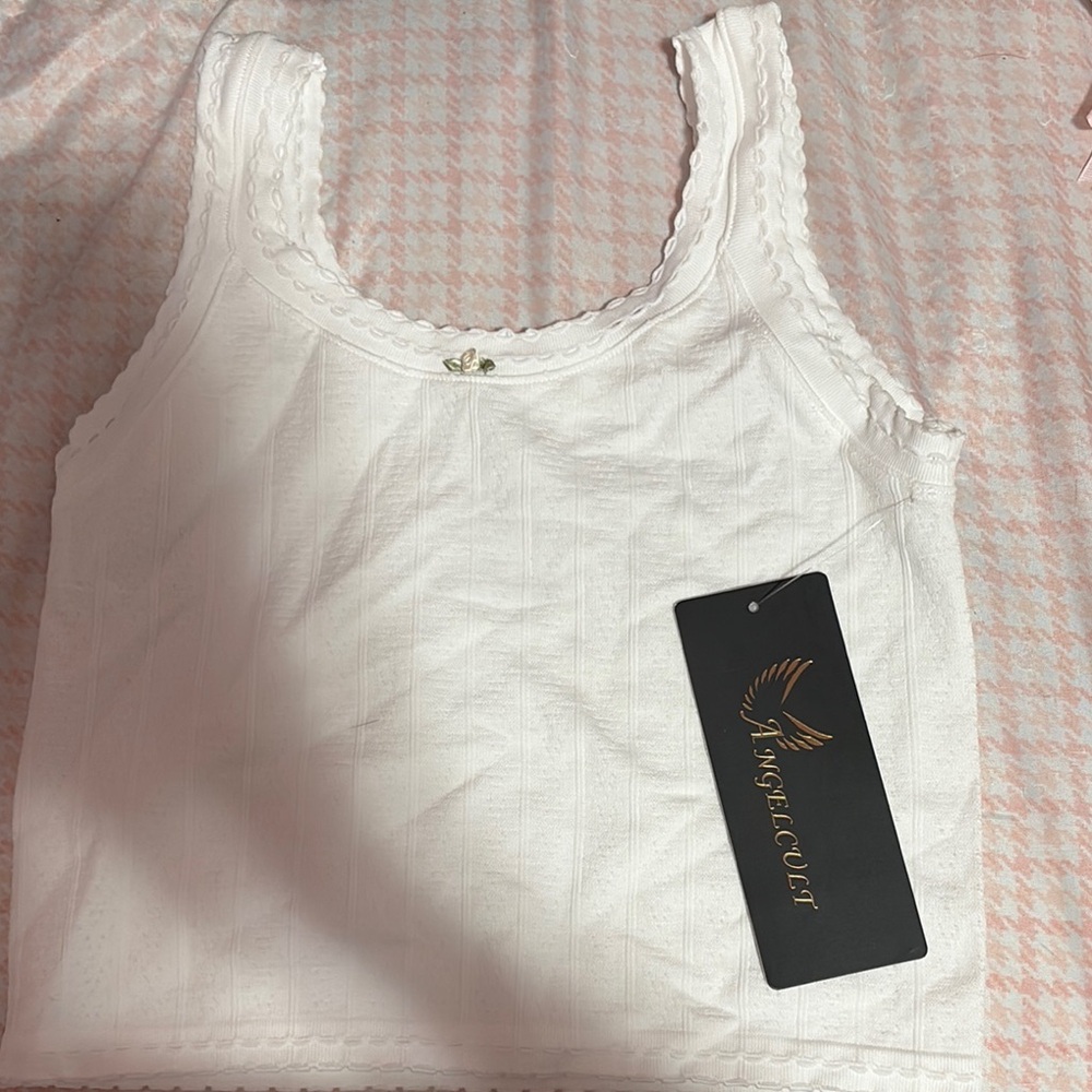 White Ribbed Fitted Sleeveless Tank Top